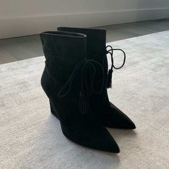 Aquazzura suede black booties **NEW** size 5 - Picture 2 of 4